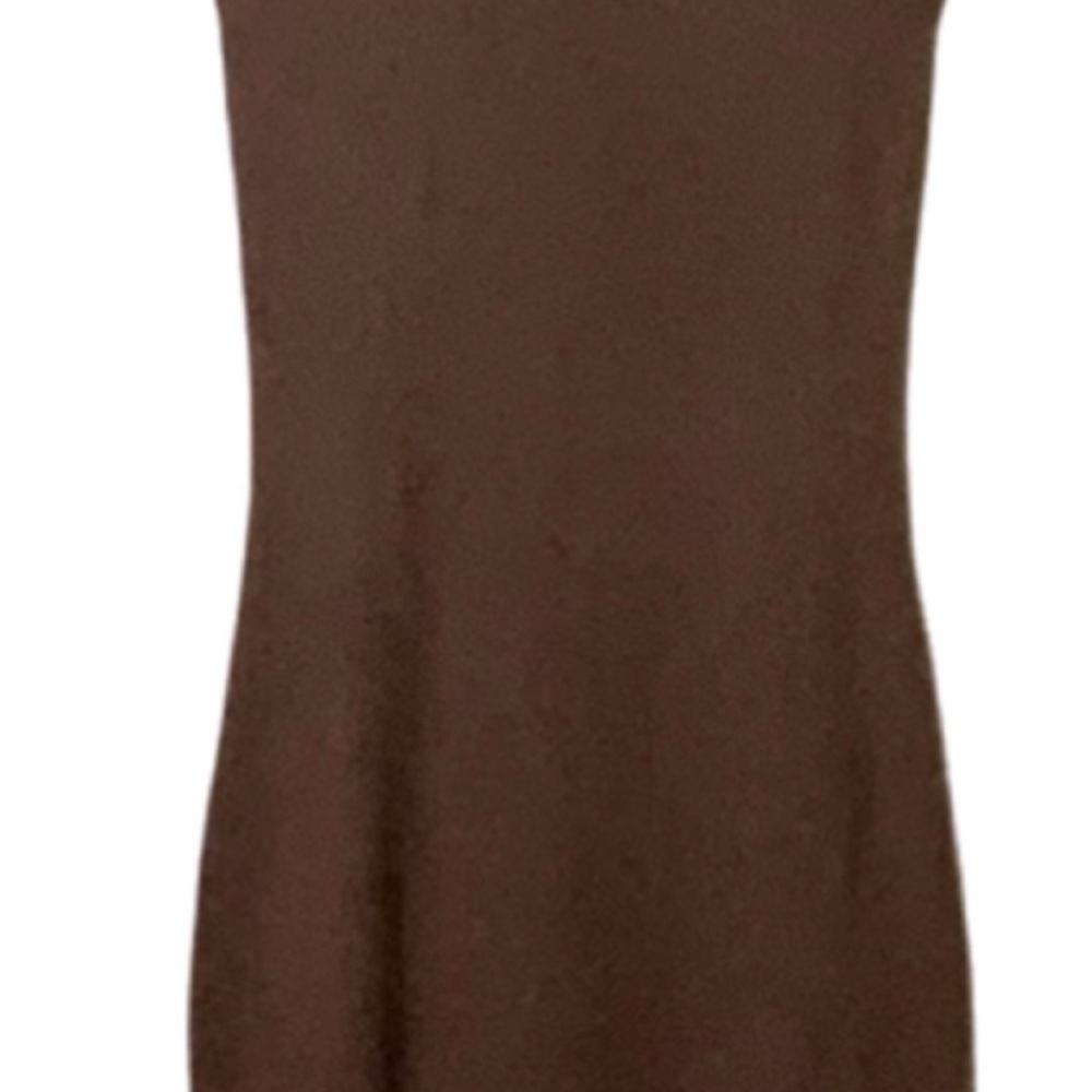 “And Now This” Brown Ribbed Turtleneck Sleeveless Sweater Dress - Picture 3 of 5